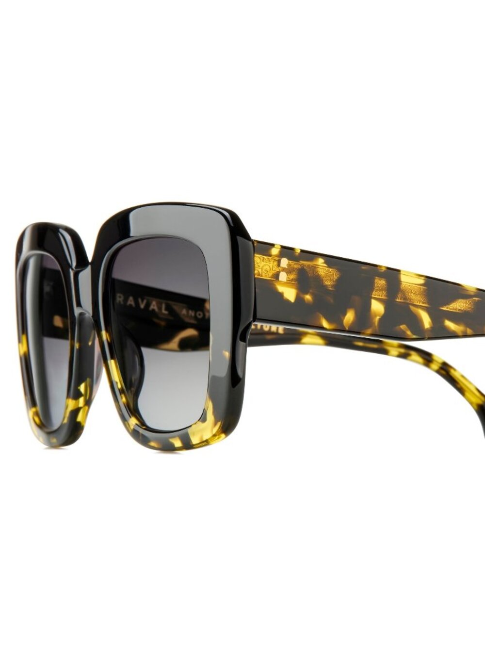 New Raval Eyewear Women's Sunglasses Yellow Square Grey Lens Acetate Frame C3